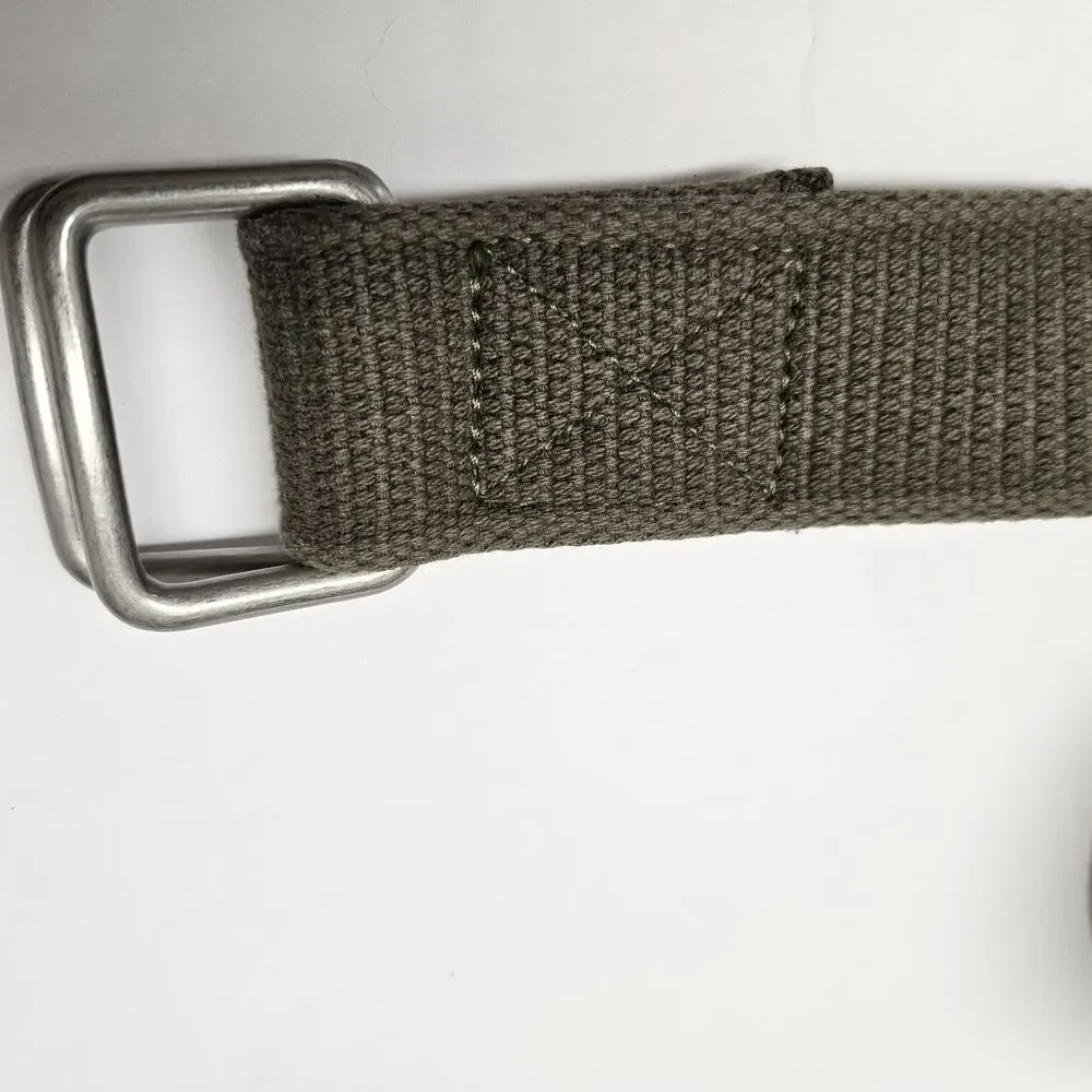 GAP Belt Cotton Web Olive Silver Tone Utility GX45-18 Industrial 40 Inch